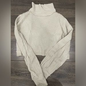 Free People Turtleneck Cropped Waffle Knit Sweater